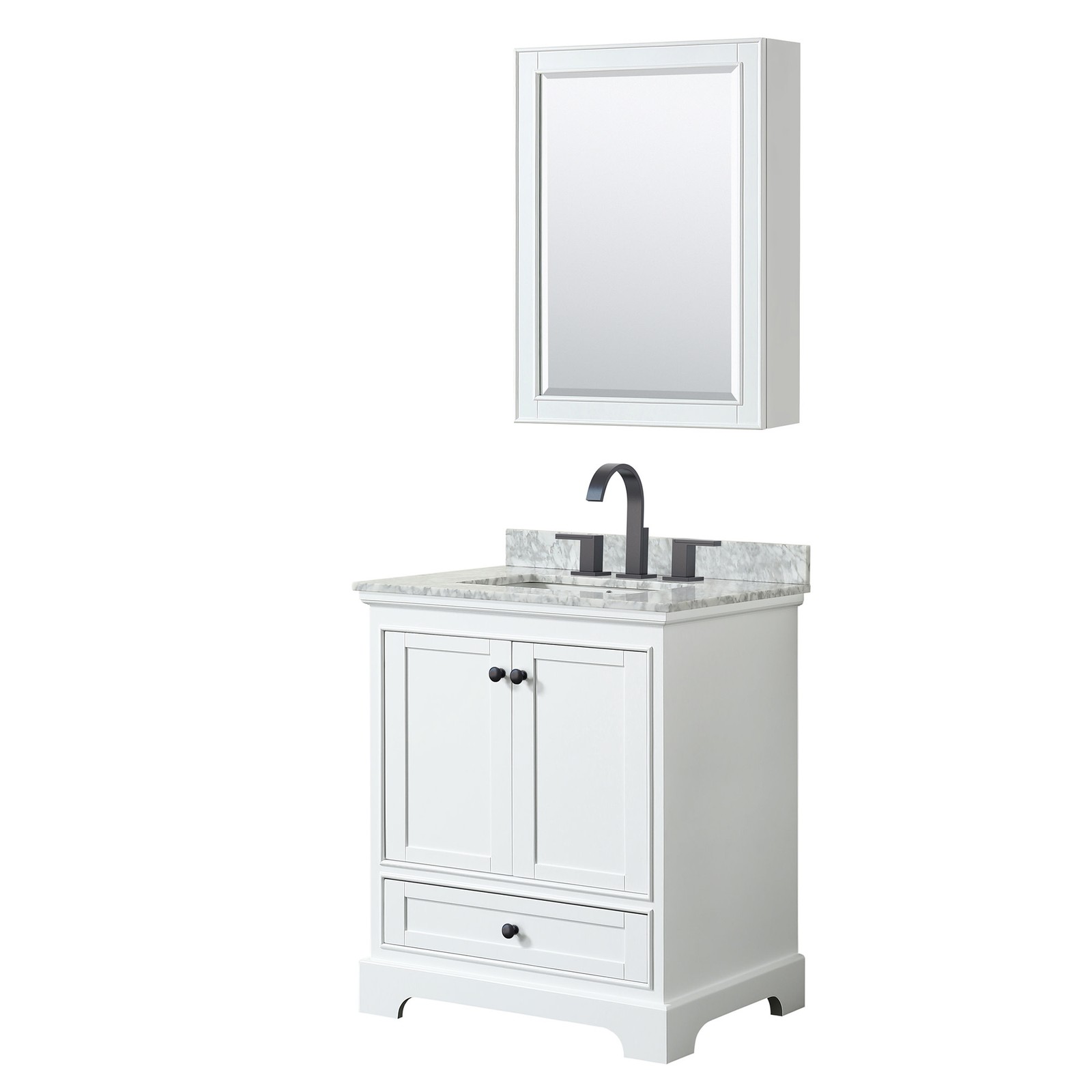 Wyndham Collection WCS202030SCMUNSMED Deborah 30″ – White / White Carrara Marble