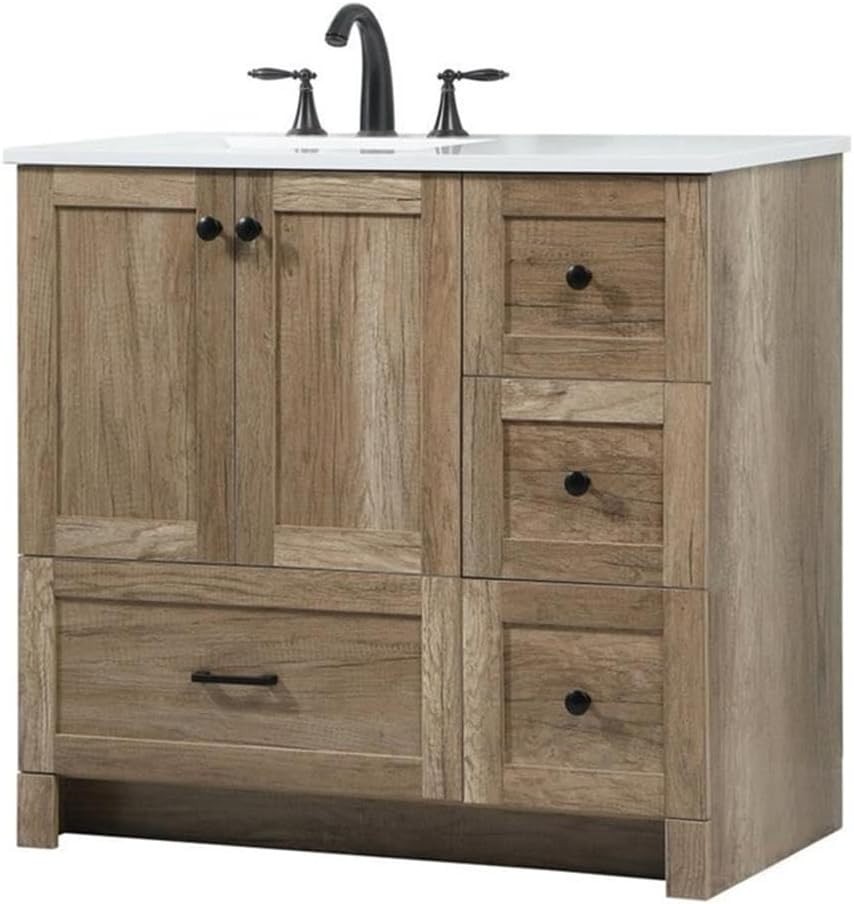 Elegant Lighting VF2836NT 36 inch Single Bathroom Vanity in Natural Oak