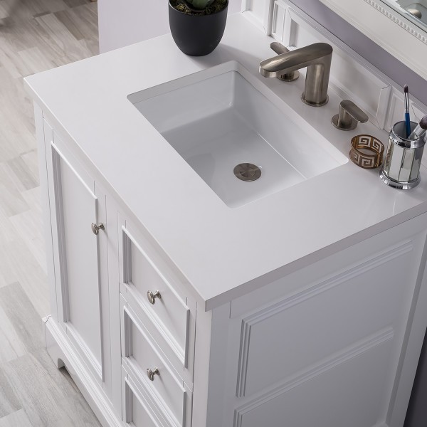 36″ James Martin De Soto 825-V36-BW-3WZ Vanity Cabinet White Zeus Silestone Top