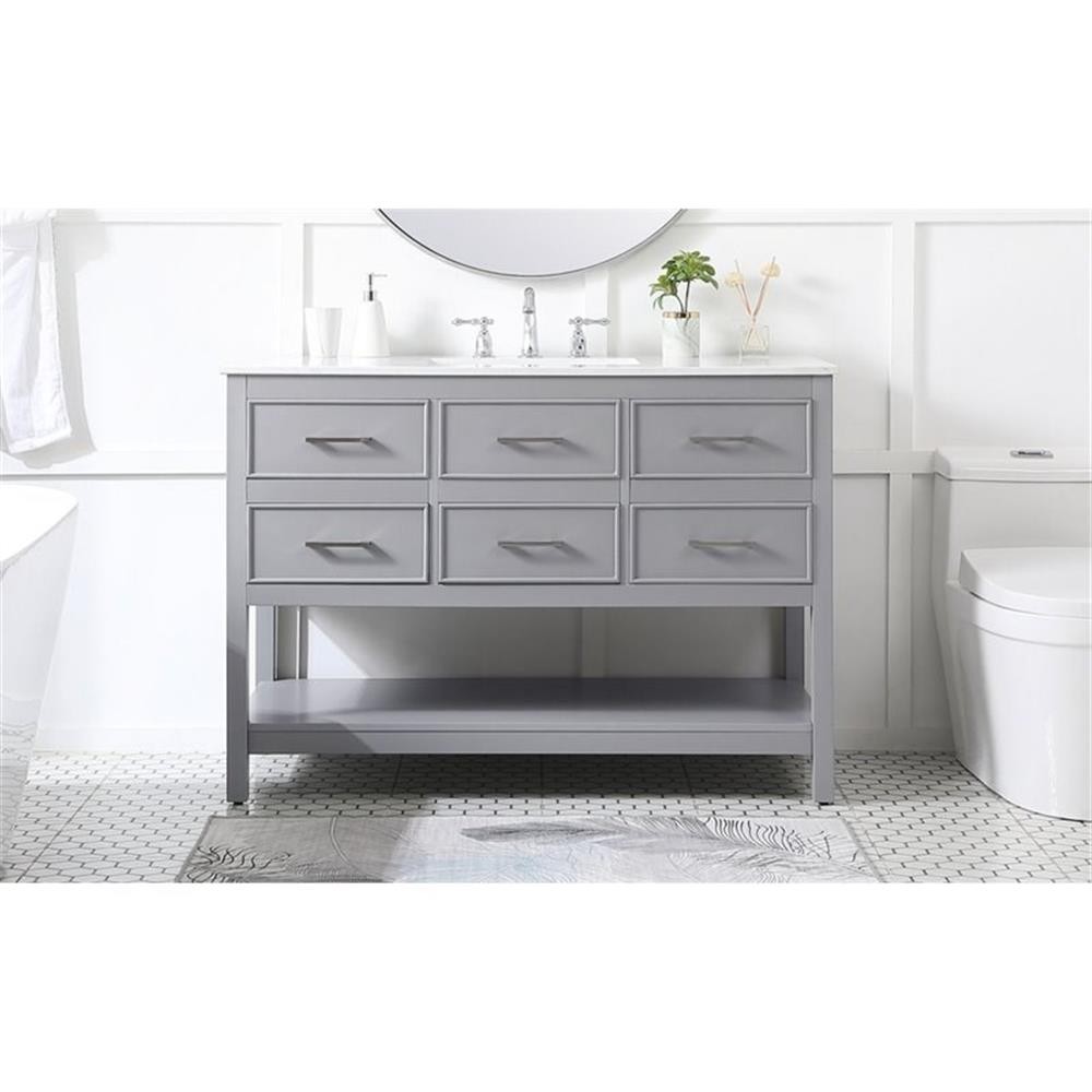 Elegant Decor Sinclaire 48″ Aluminum Alloy & MDF Single Bathroom Vanity in Gray