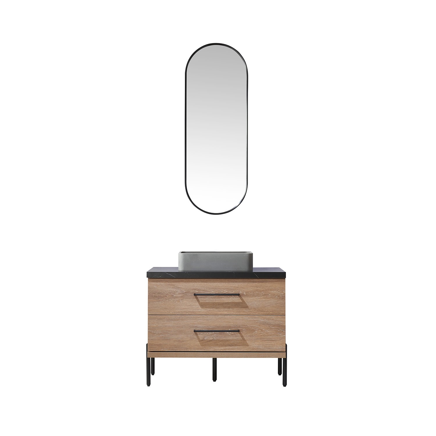 Miseno MV-705136S Trento 36″ – North American Oak / Black