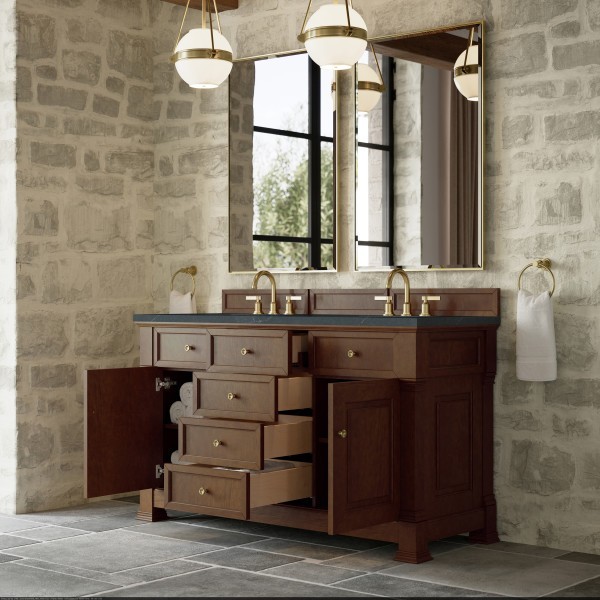 60″ James Martin Brookfield 547-V60D-HNO-3CSP Double Vanity Cabinet Charcoal Top
