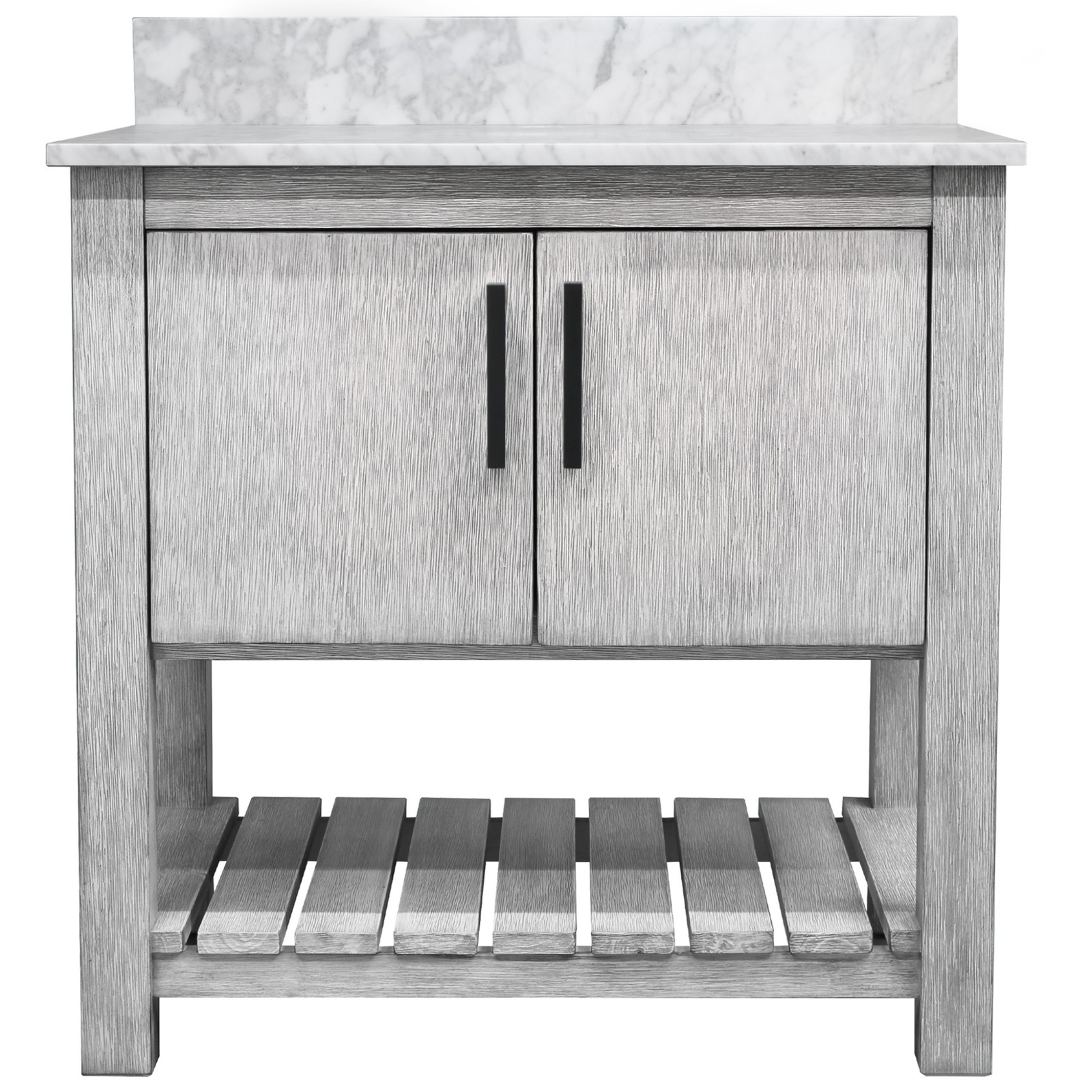 Miseno MV-30SG-NOBV-CAR 30″ – Stonewash Grey / Carrara White Top / Chrome