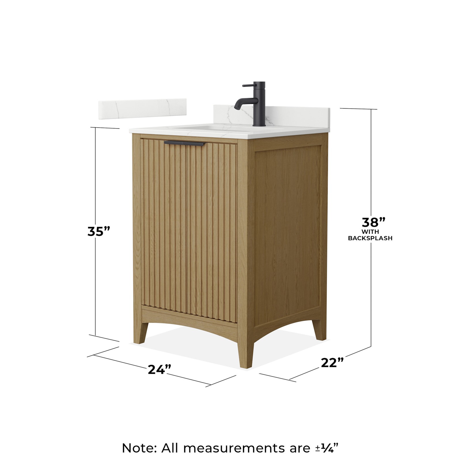 Wyndham Collection WCF9191-24S-QTZ-UNSMXX Palmilla 24″ – Natural Oak / Giotto