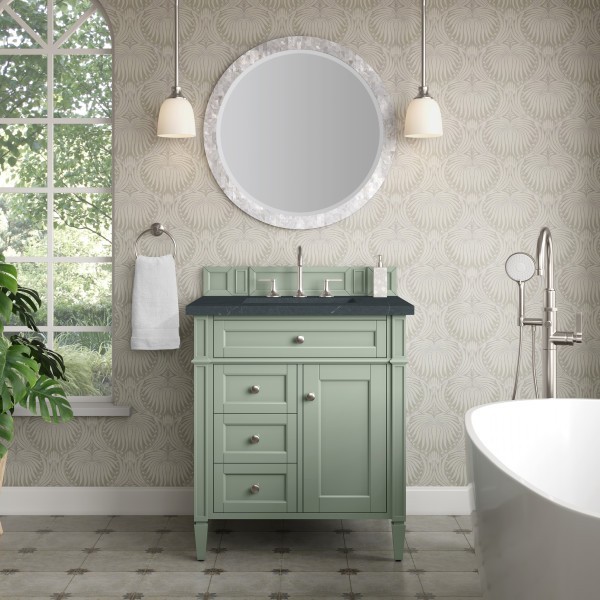 30″ James Martin Brittany 650-V30-SGR-3CSP Vanity Cabinet Charcoal Soapstone Top