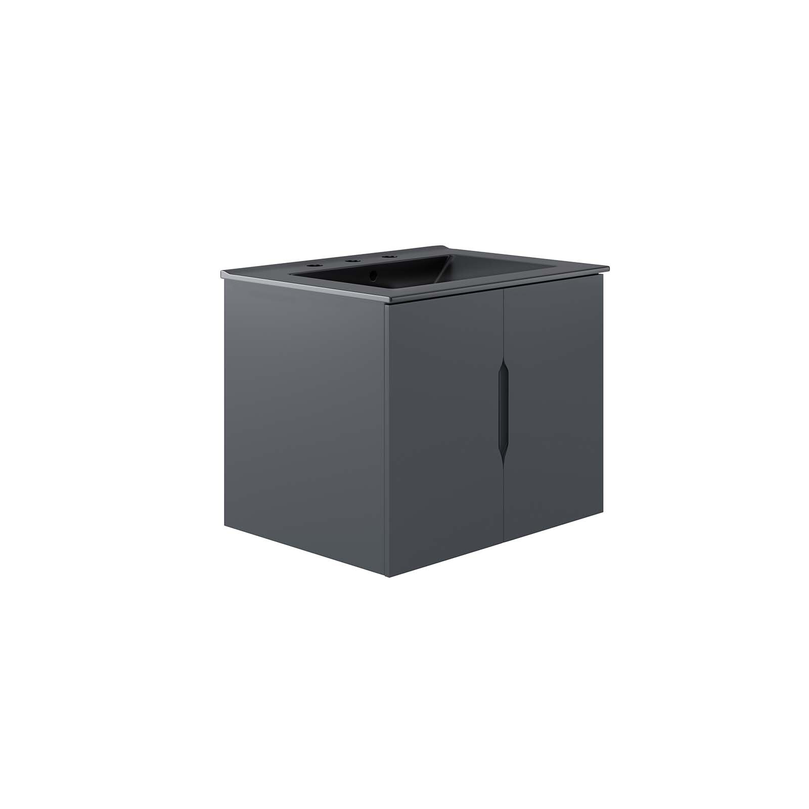 Modway Vitality 24″ Wall-Mount Bathroom Vanity in Gray Black