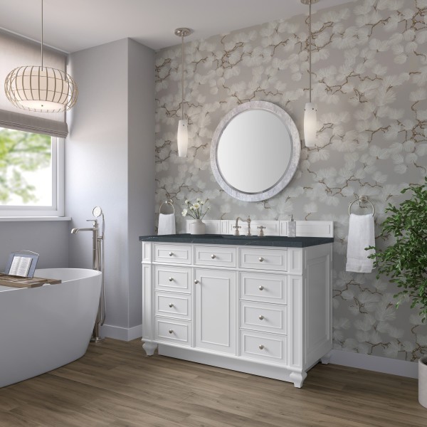 48″ James Martin Bristol 157-V48-BW-3CSP Vanity Cabinet Charcoal Soapstone Top