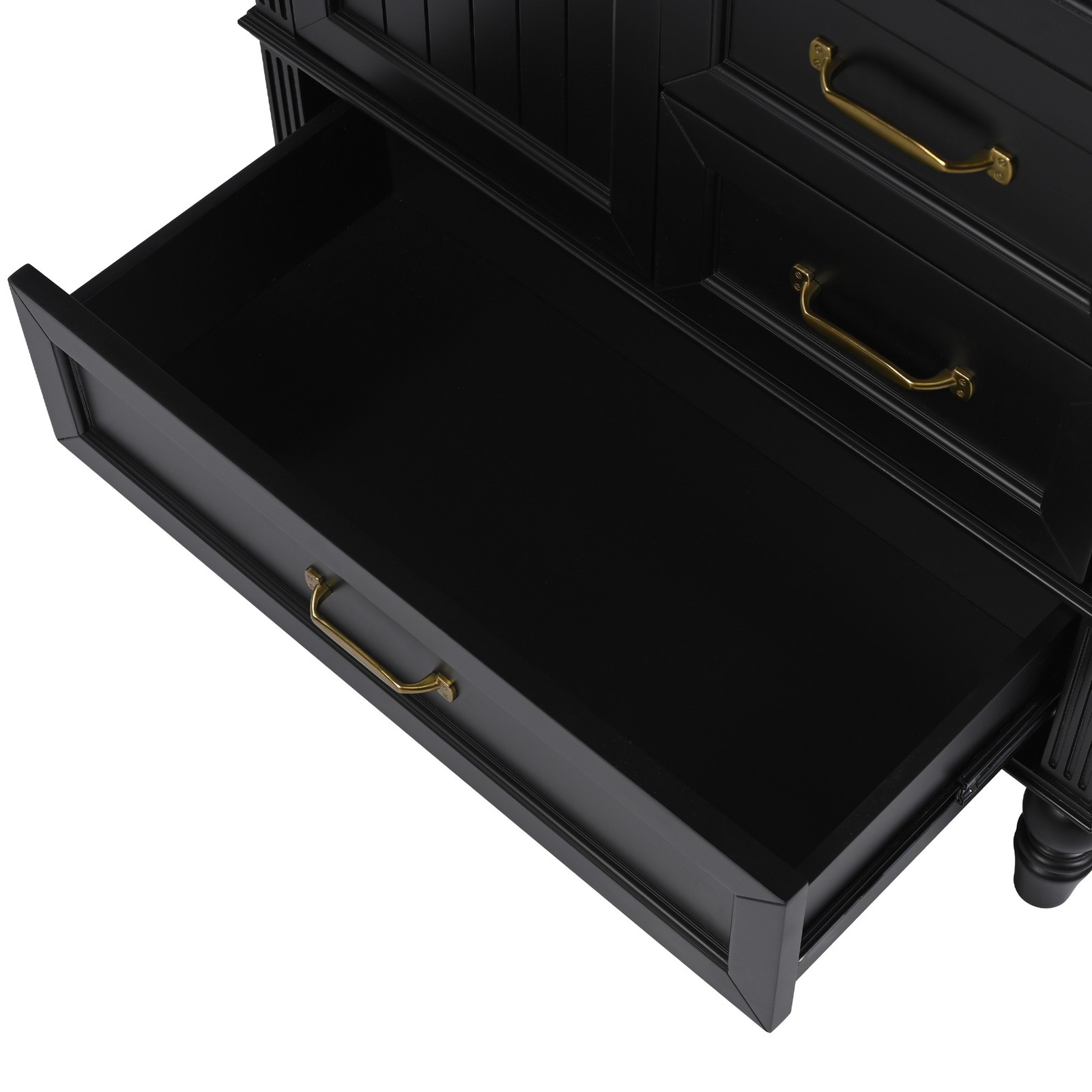 30″ Bathroom Vanity with Sink & Cabinet, Black, Solid Wood & MDF