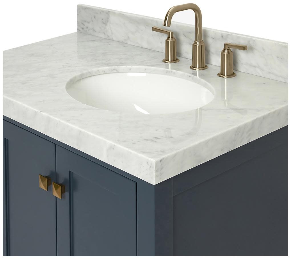 Ariel A036SRCW5OVO Cambridge 36″ – White / Italian Carrara Marble Top / Brushed