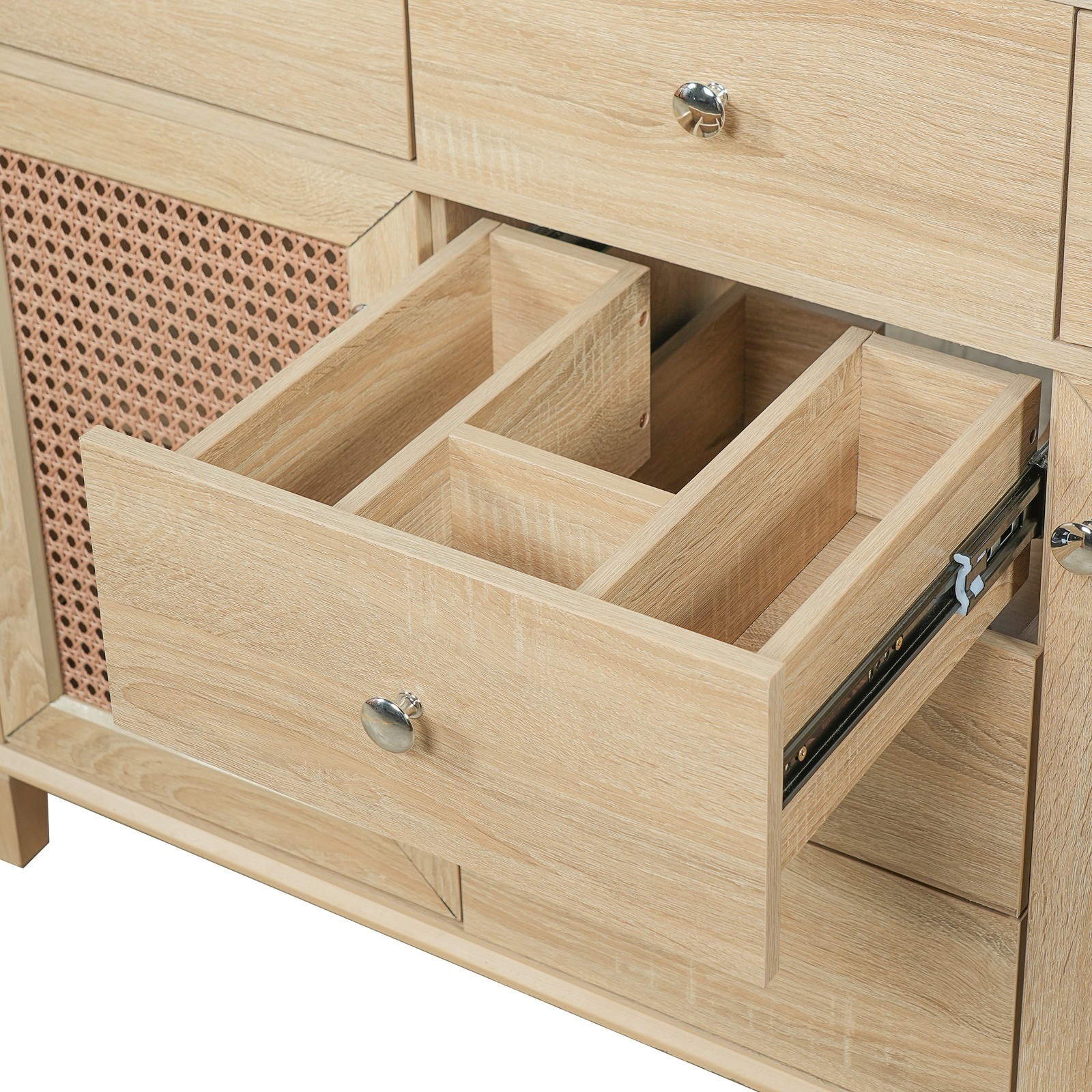 Natural Rattan Bathroom Vanity 48″/2 Cabinets/Sink & Solid Wood Frame Fre Ship