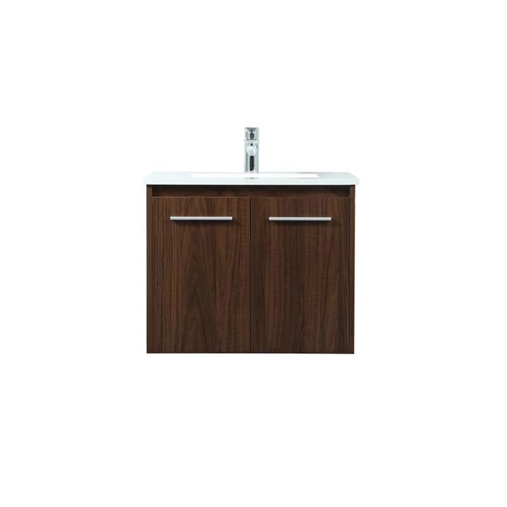 Elegant Decor Penn 24″ Aluminum Alloy MDF Single Bathroom Vanity in Walnut
