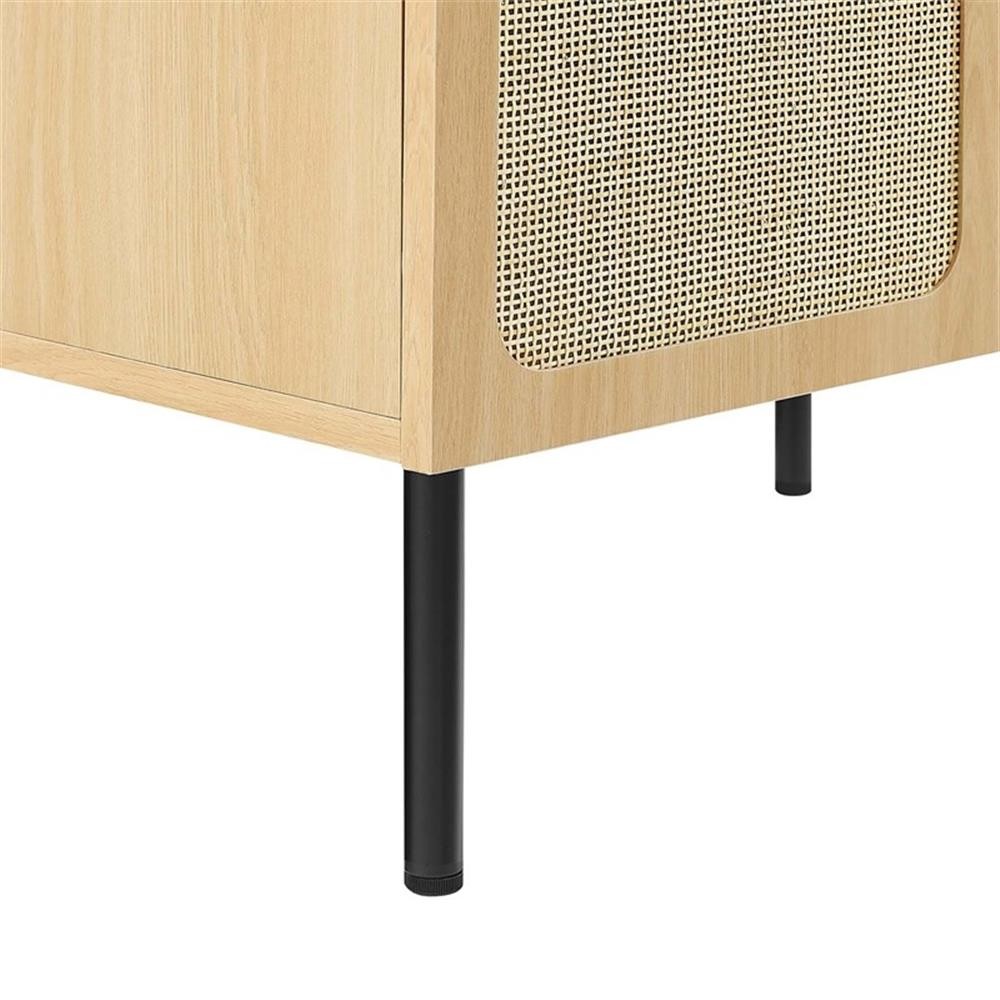 Pemberly Row Contemporary 30″ Wood & Rattan Bathroom Vanity in Oak/White