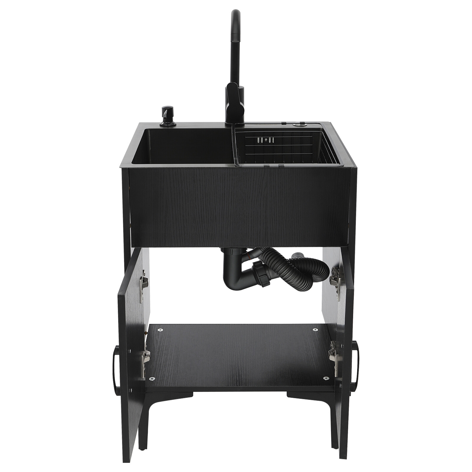 Bathroom Vanity Cabinet Storage with Sink Combo with Drawers and Shelves Black