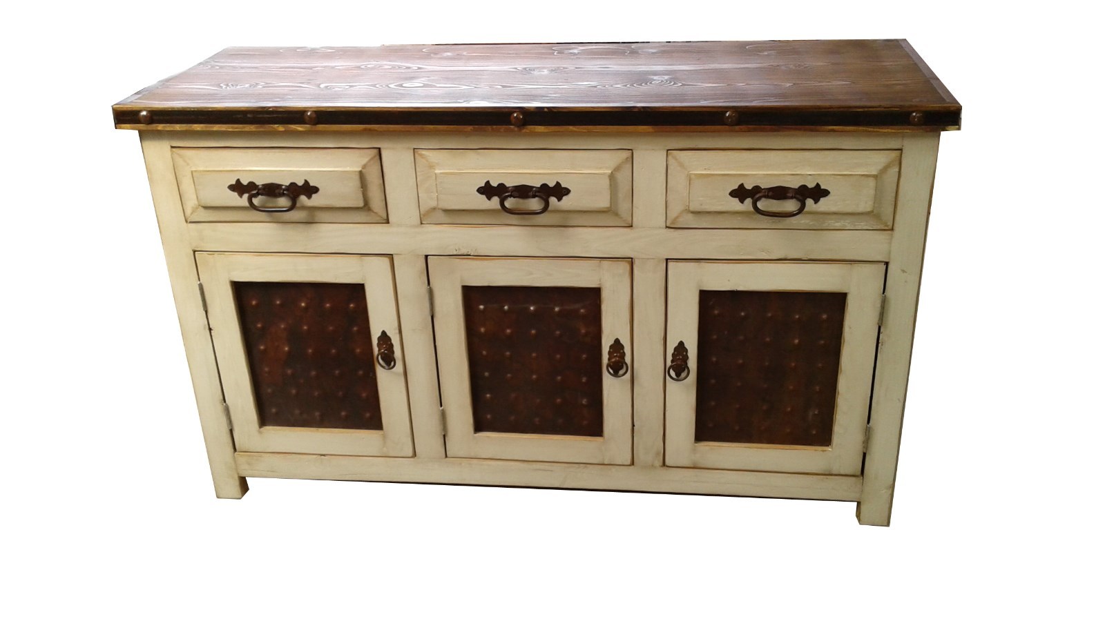 Rustic Bathroom Vanity Turquoise Metal Panel Doors 60 inch