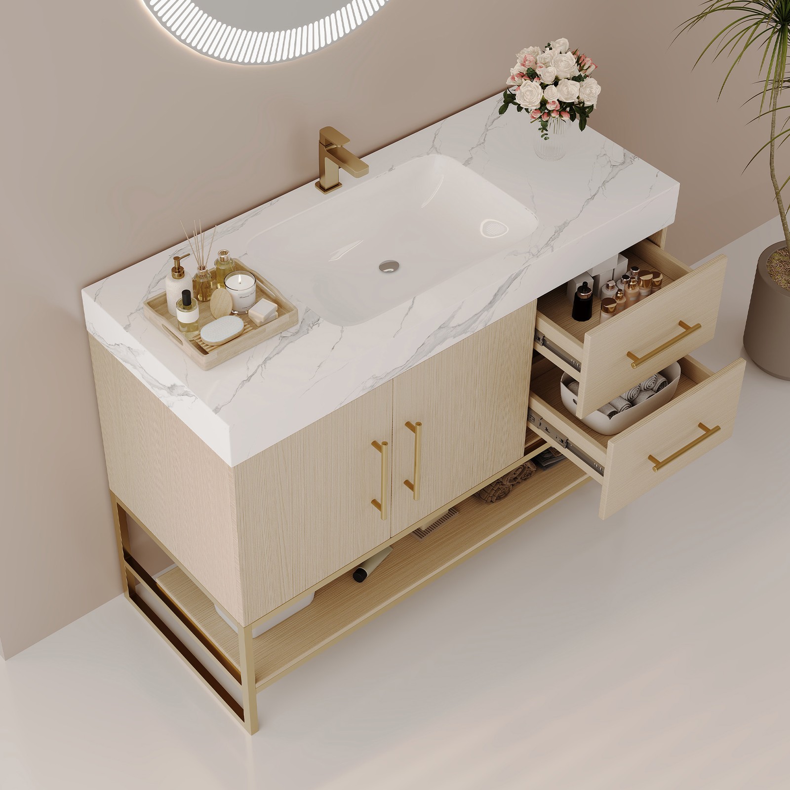 36″ Bathroom Vanity with Sintered Stone Top & Ceramic Sink