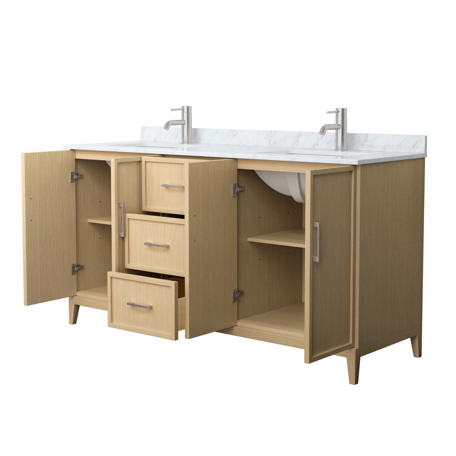 Wyndham Collection WCH717166D-CM-UNSMXX Elan 66″ – White Oak / Brushed Nickel