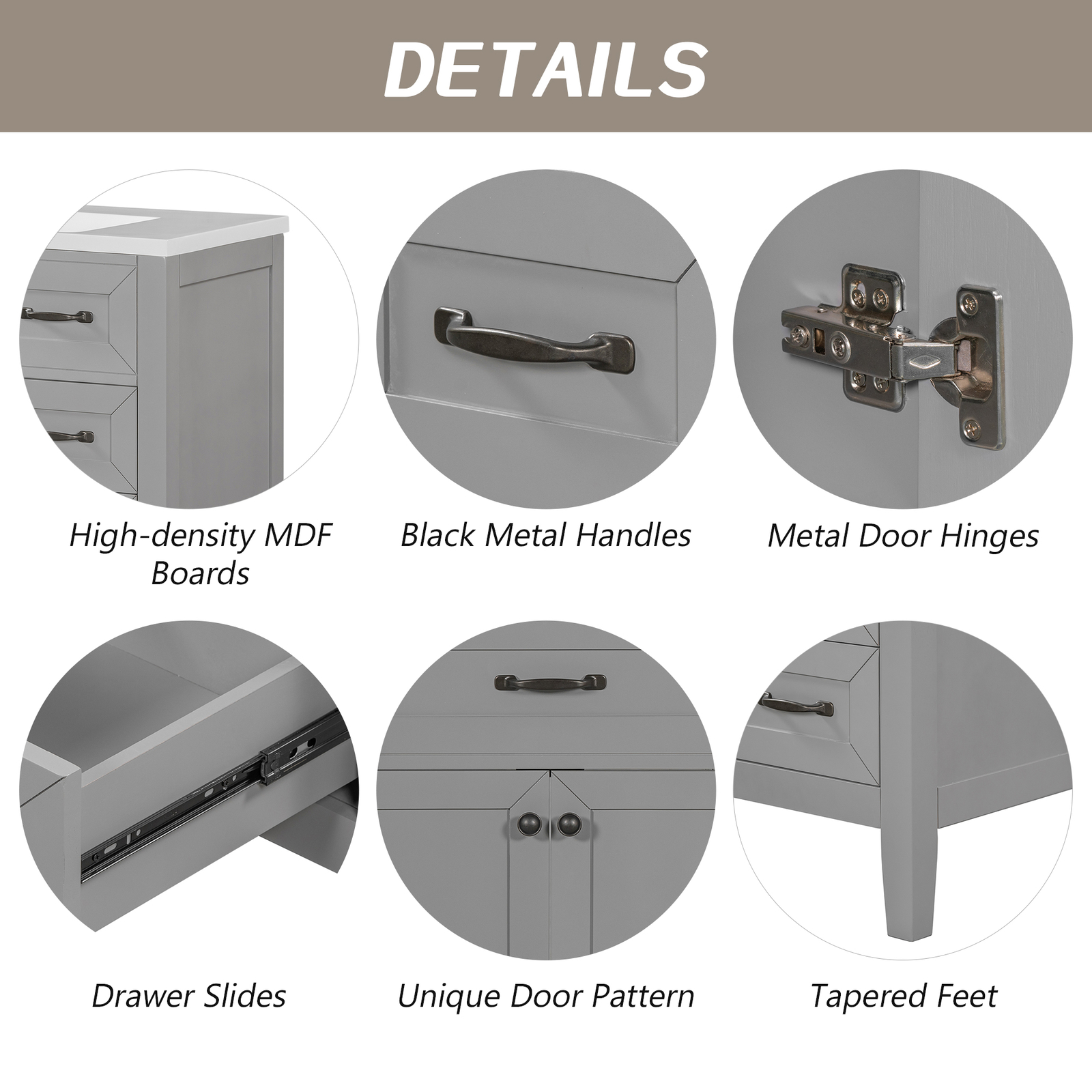 36″ Single Bathroom Vanity Bathroom Storage Cabinet (Sink Basin Not Included)