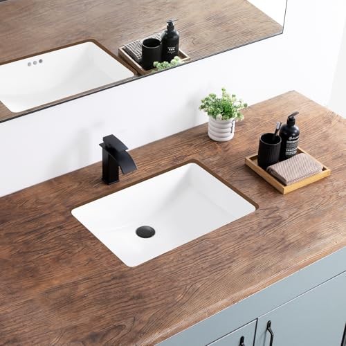 White Ceramic 24″ Undermount Bathroom Sink – Rectangular – 23.8″x16.3″