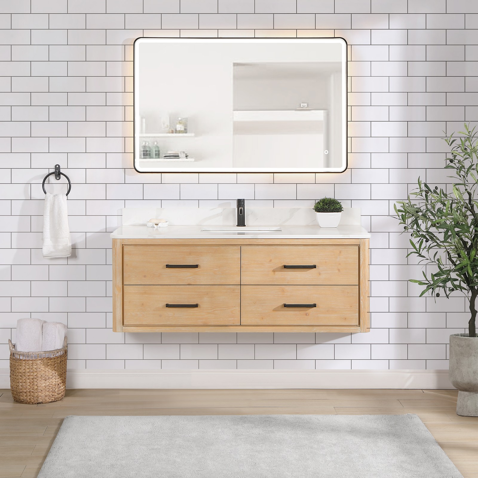 Miseno MV-706655 Cristo 54″ Wall Mounted Single Basin Vanity Set – Aged Dark