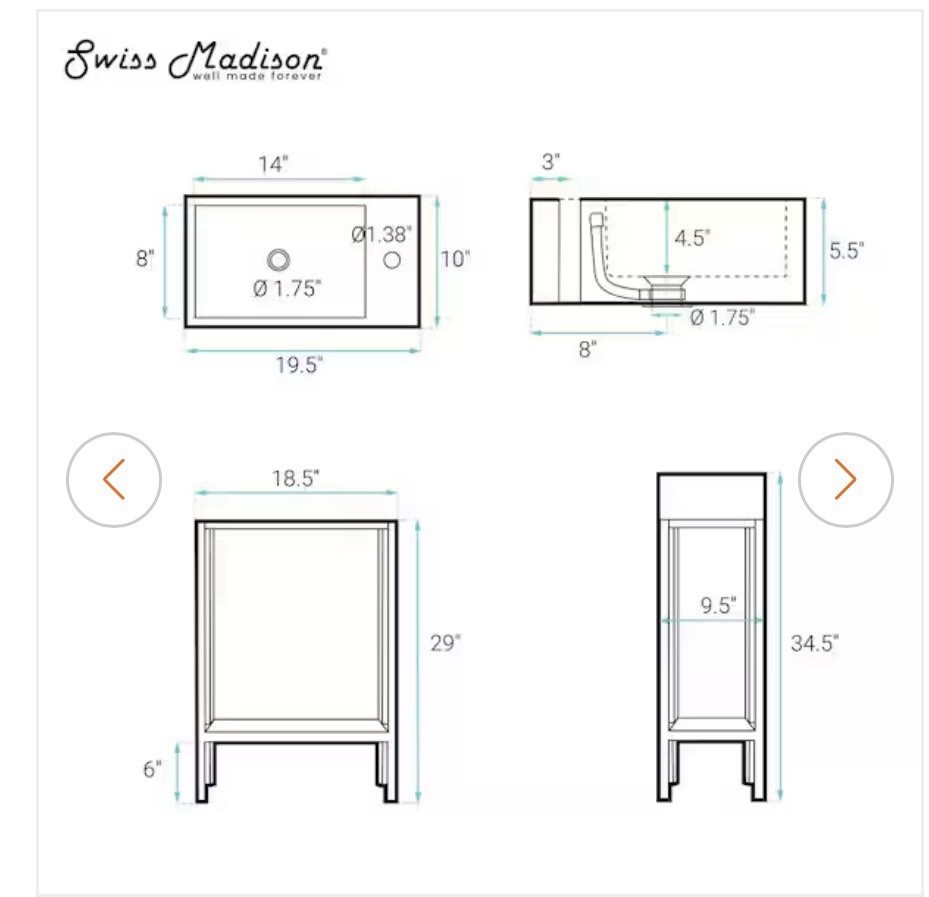 Swiss Madison Pierre 19.5in Freestanding Vanity Chrome SM-BV551C