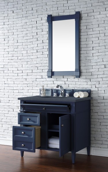 36″ James Martin Brittany 650-V36-VBL-3CSP Vanity Cabinet Charcoal Soapstone Top