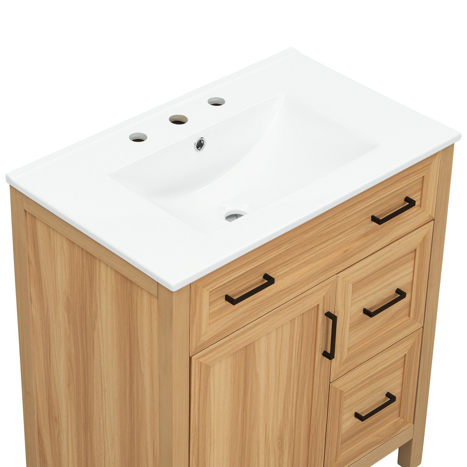 30″ Bathroom Vanity Solid Wood Frame W/Soft Close Door 2 Drawers Storage Cabinet