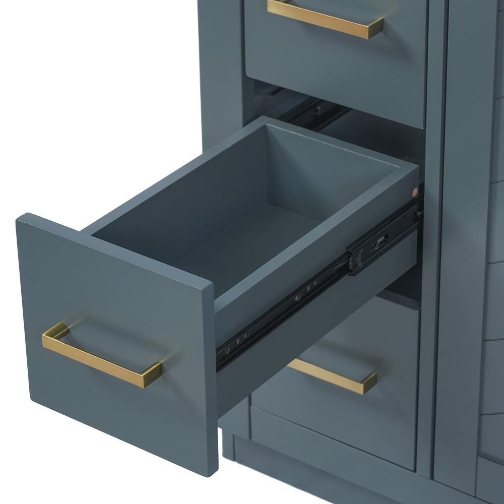 24 Inch Single Sink Bathroom Vanity Ceramic Top Drawers Storage Cabinet
