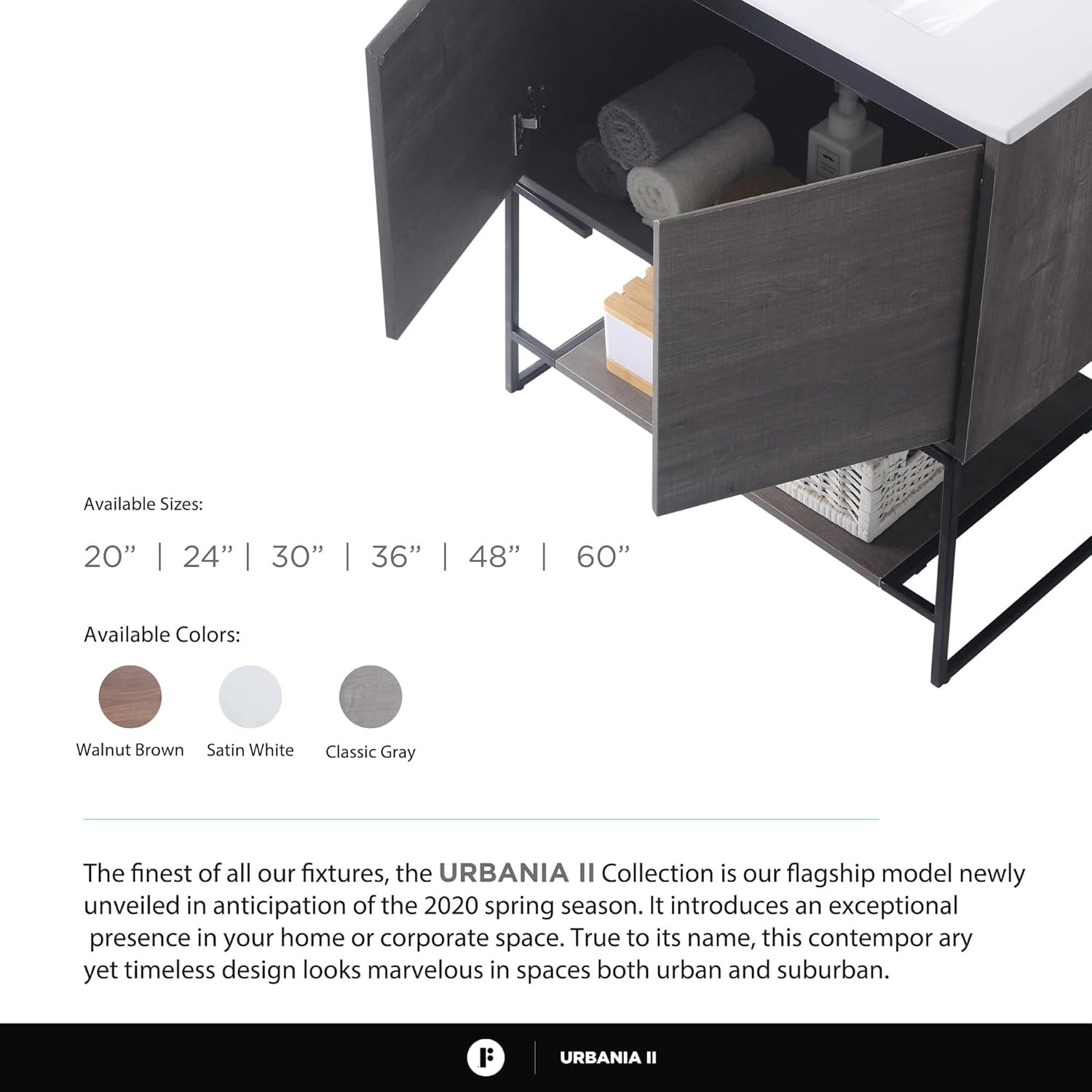 36″ Urbania Bathroom Vanity & Sink – Sleek Knob-Free Design