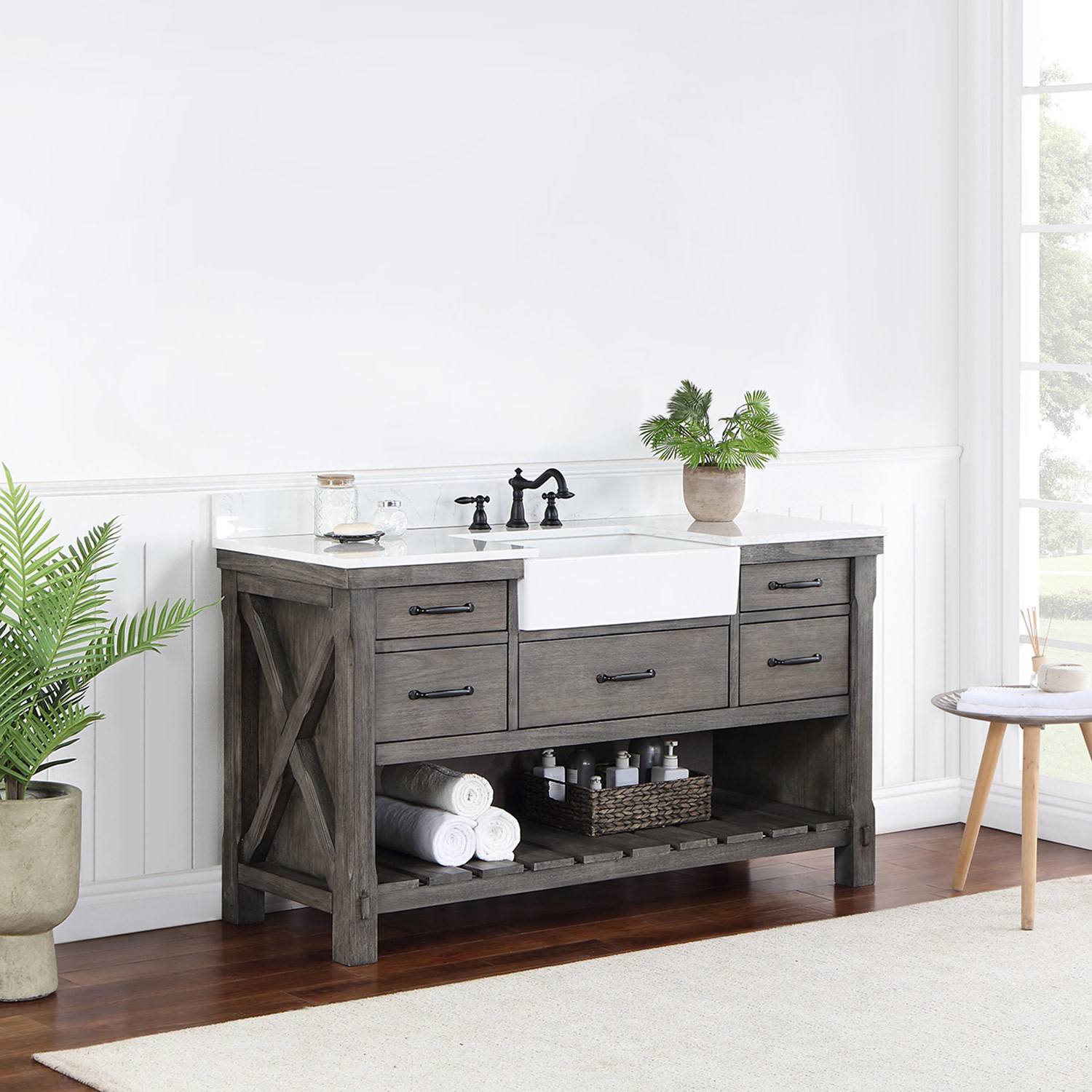 Miseno MV-NM-701660 Villareal 60″ – Weathered Pine / White