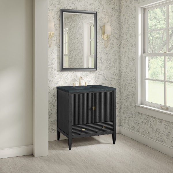 30″ James Martin Myrrin 485-V30-CBO-3CSP Vanity Cabinet Charcoal Soapstone Top