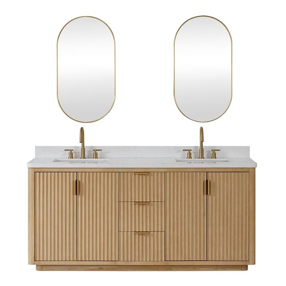 Cadiz 72″ Double Bathroom Vanity in Washed Ash Grey w/Lightning White top&Mirror