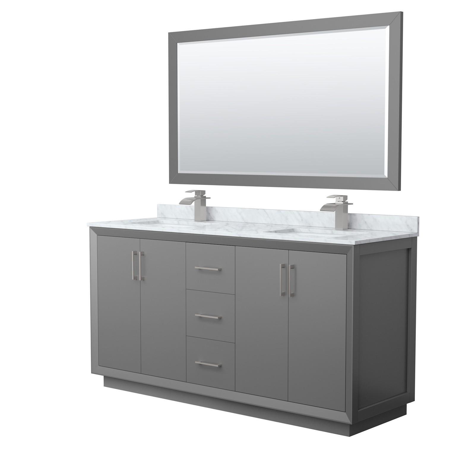 Wyndham Collection WCF414166D-NAT-UNSM58 Strada 66″ – Dark Gray / Brushed Nickel