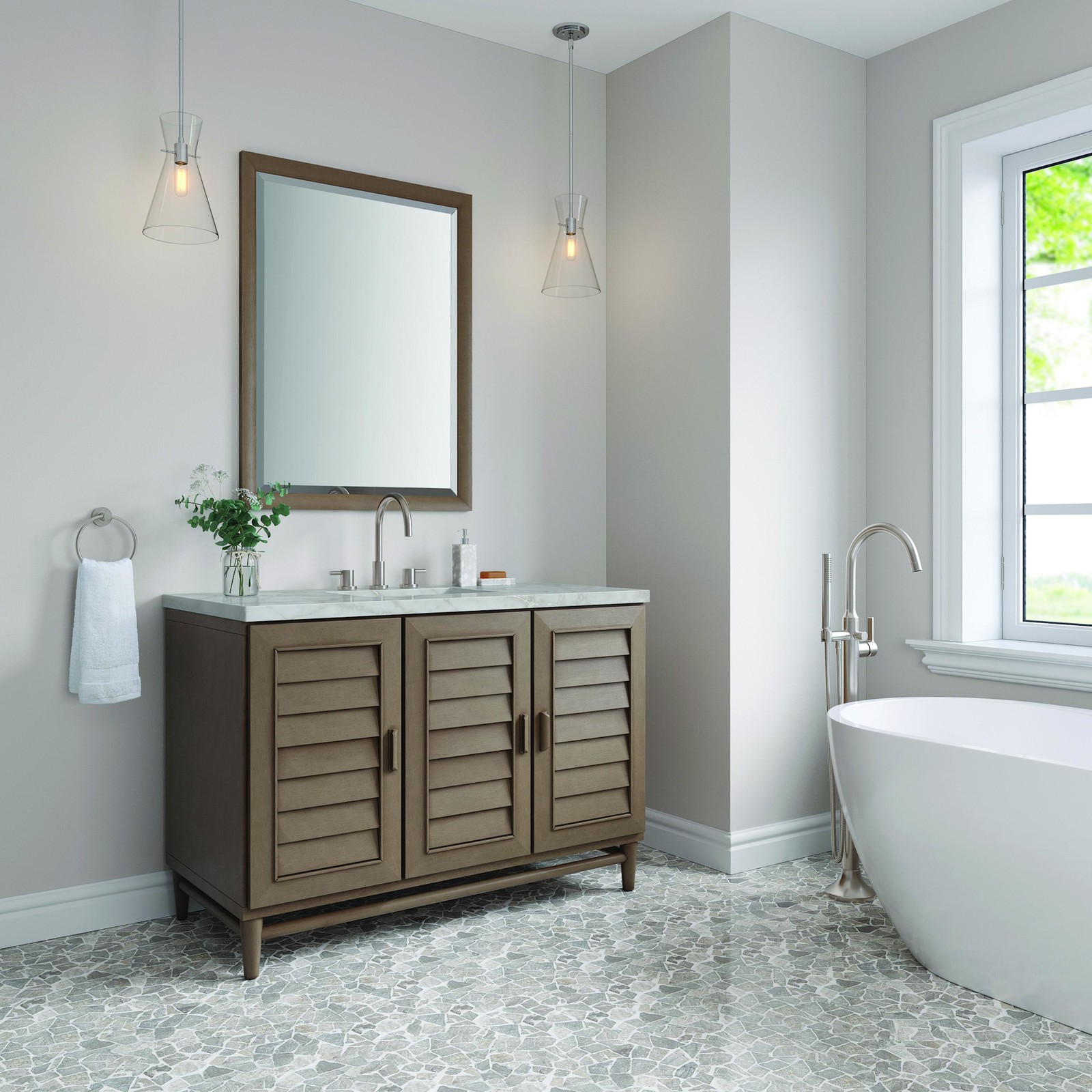 James Martin Vanities 620-V48-3VSL Portland 48″ Single Basin Wood – Wood