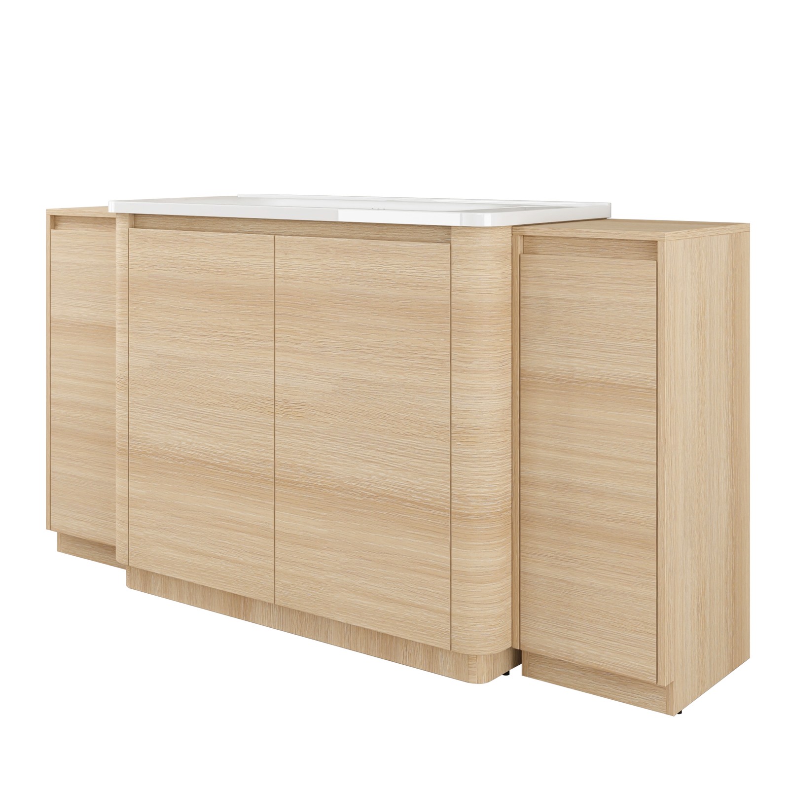 40in Plywood Freestanding Bathroom Vanity W/Ceramic Sink 2x Storage Cabinet Oak