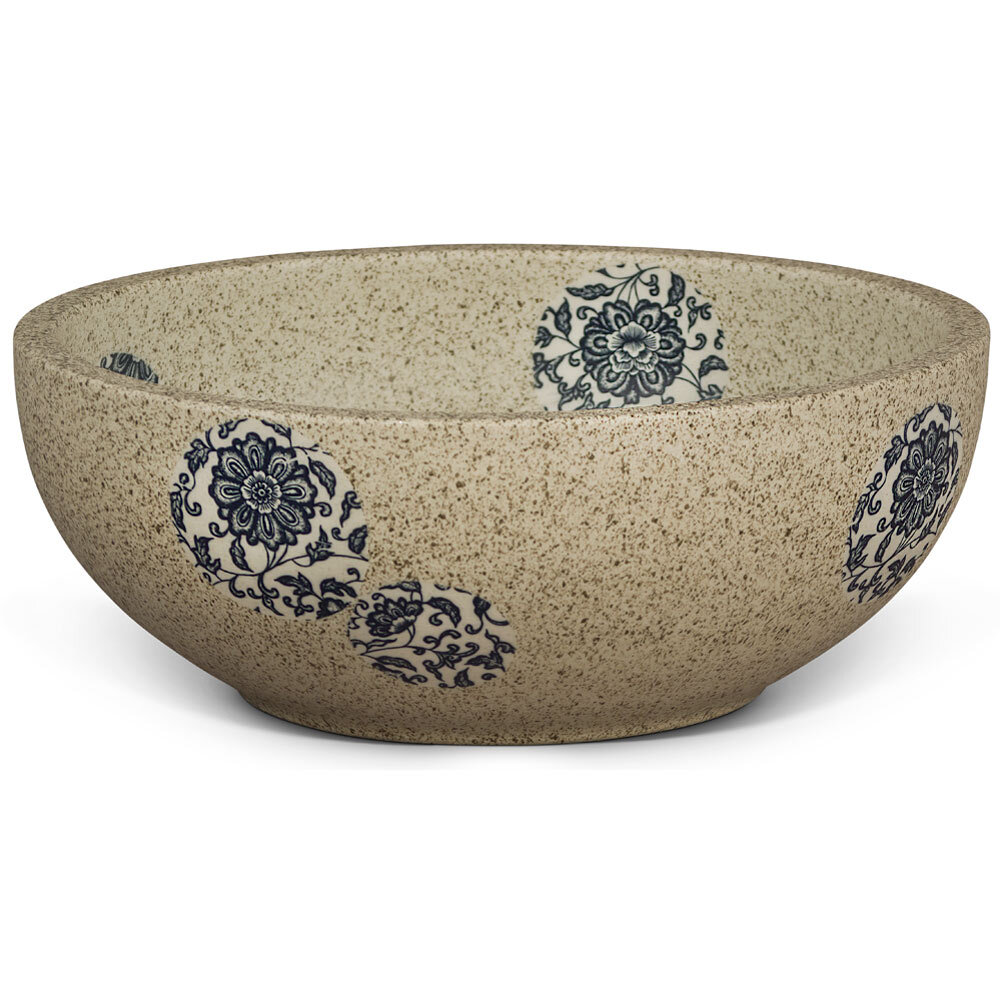 US Seller – 16in Blue and White Ball Motif Green Oriental Porcelain Basin