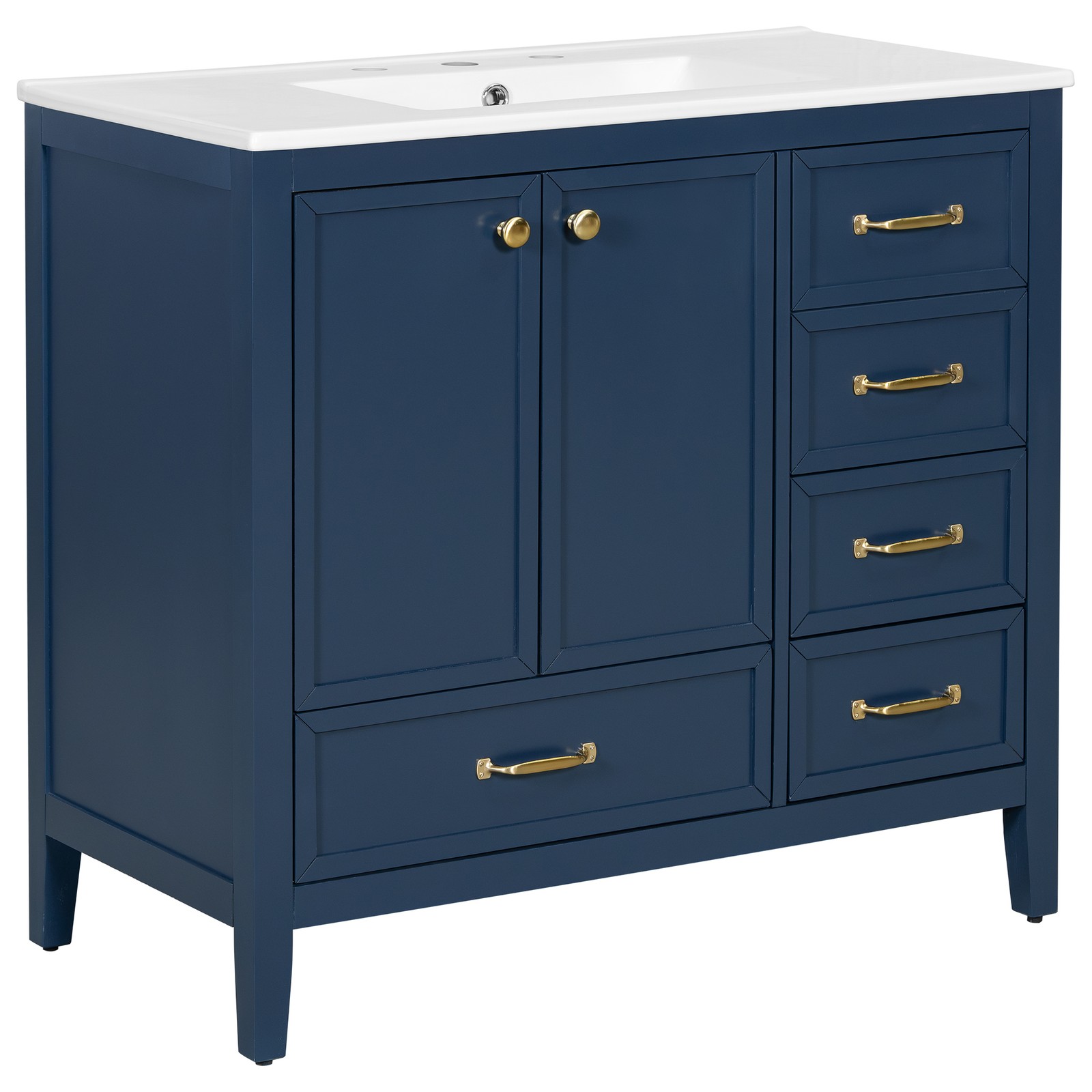 36″ Bathroom Vanity with Sink & Soft-Closing Doors, Blue