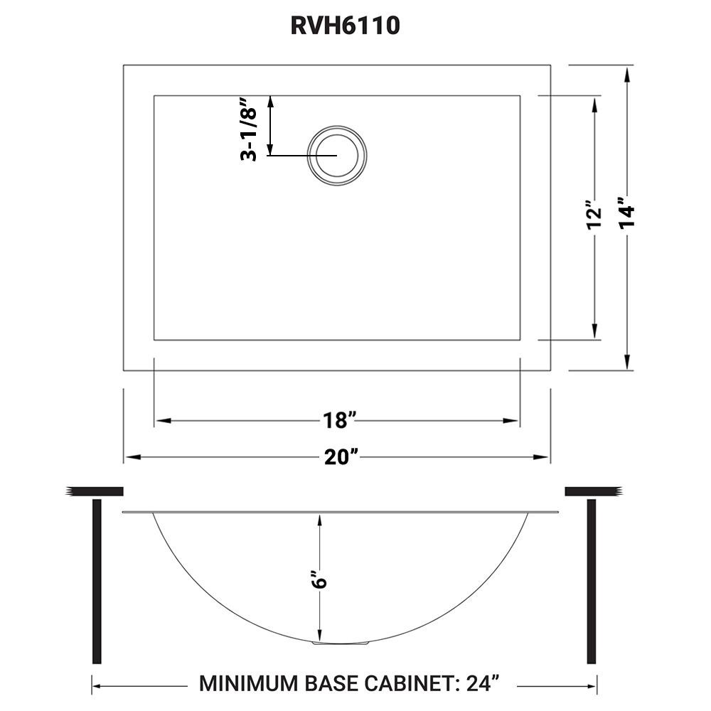 Ruvati 18 x 12 inch Brushed Stainless Steel Rectangular Bathroom Sink…