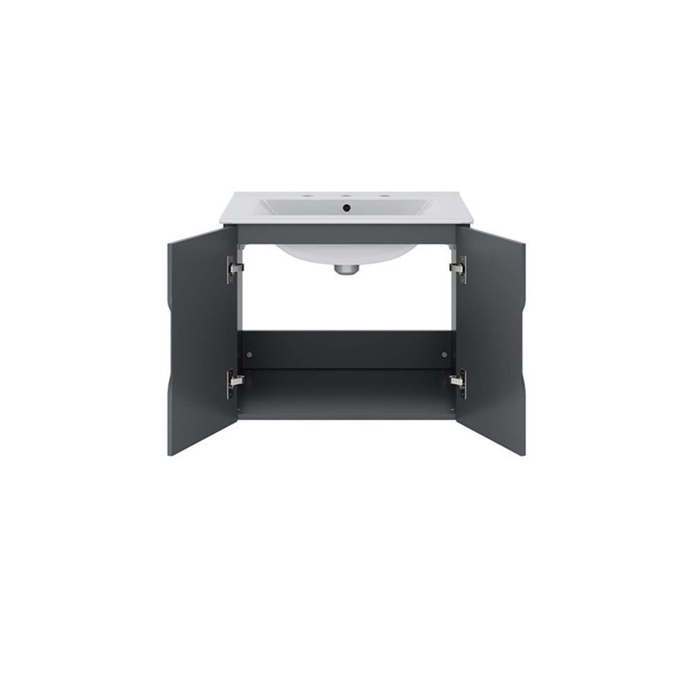 Modway Vitality 23″ Modern Wood/Ceramic Bathroom Vanity in Gray/White