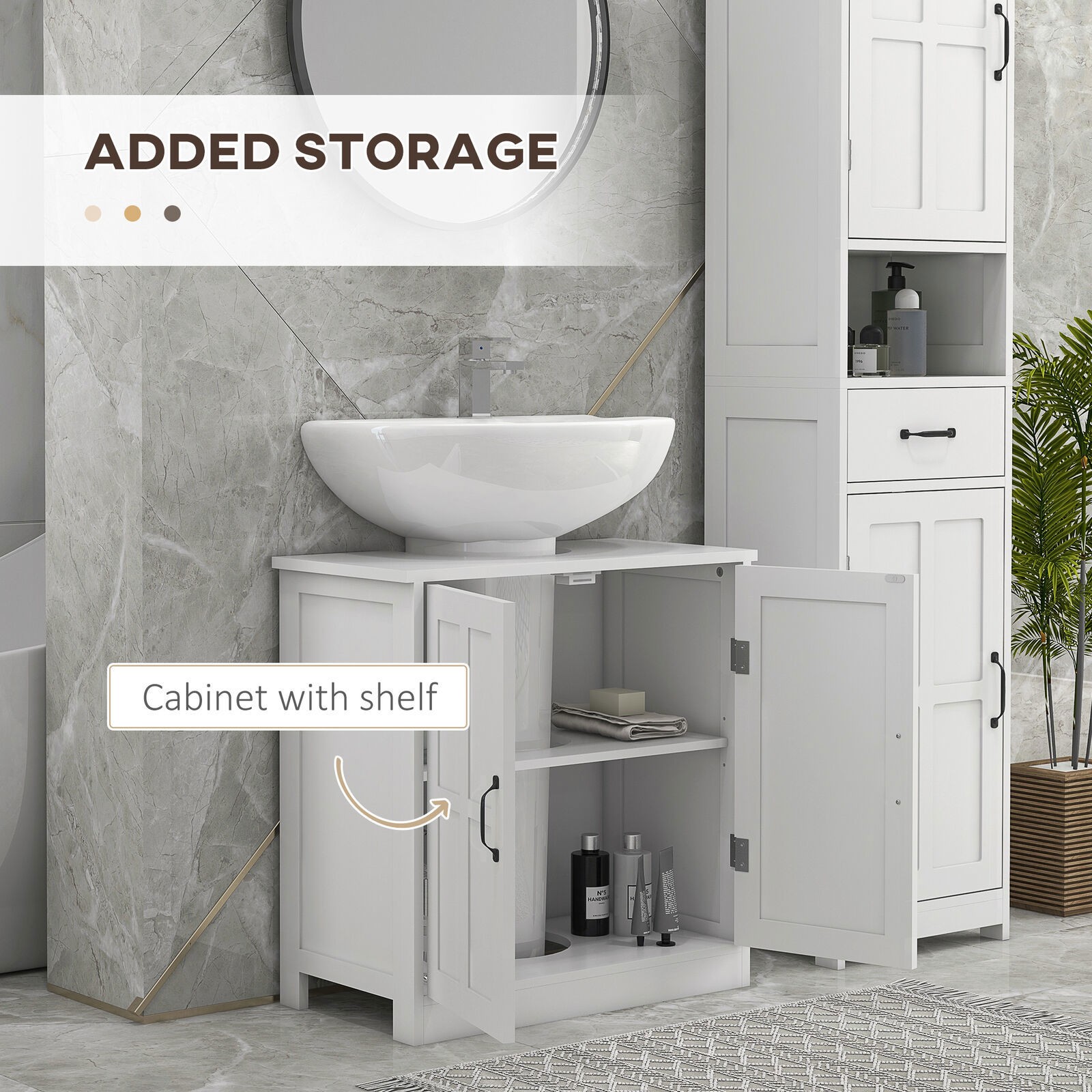 Bathroom Organizer Pedestal Under Sink Storage Cabinet with Adjustable Shelf