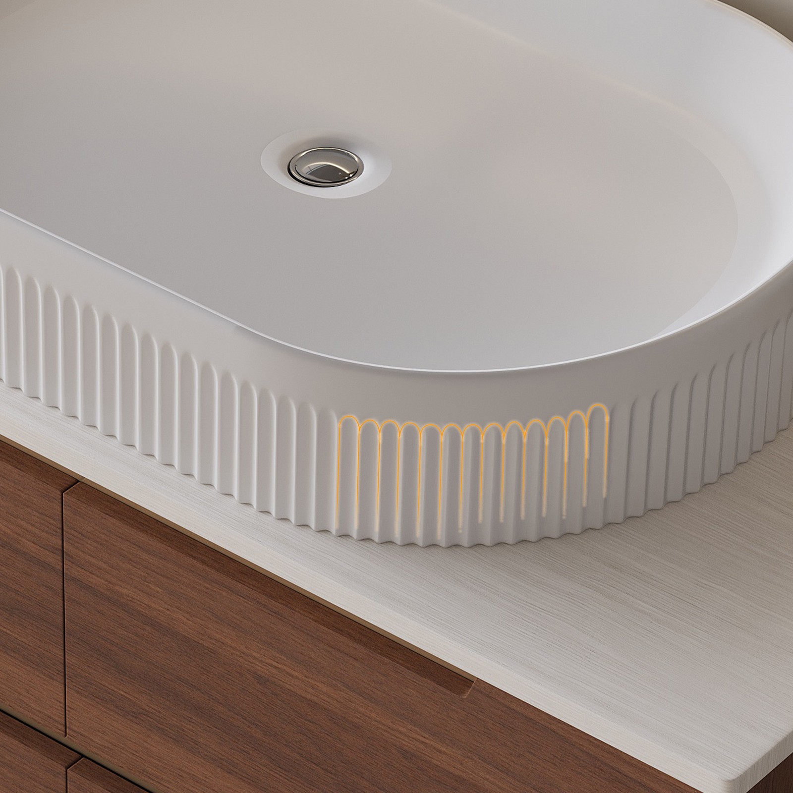 Bathroom Vanity w/Ceramic Integrated Sink, Storage Cabinet w/Soft-Close Drawers