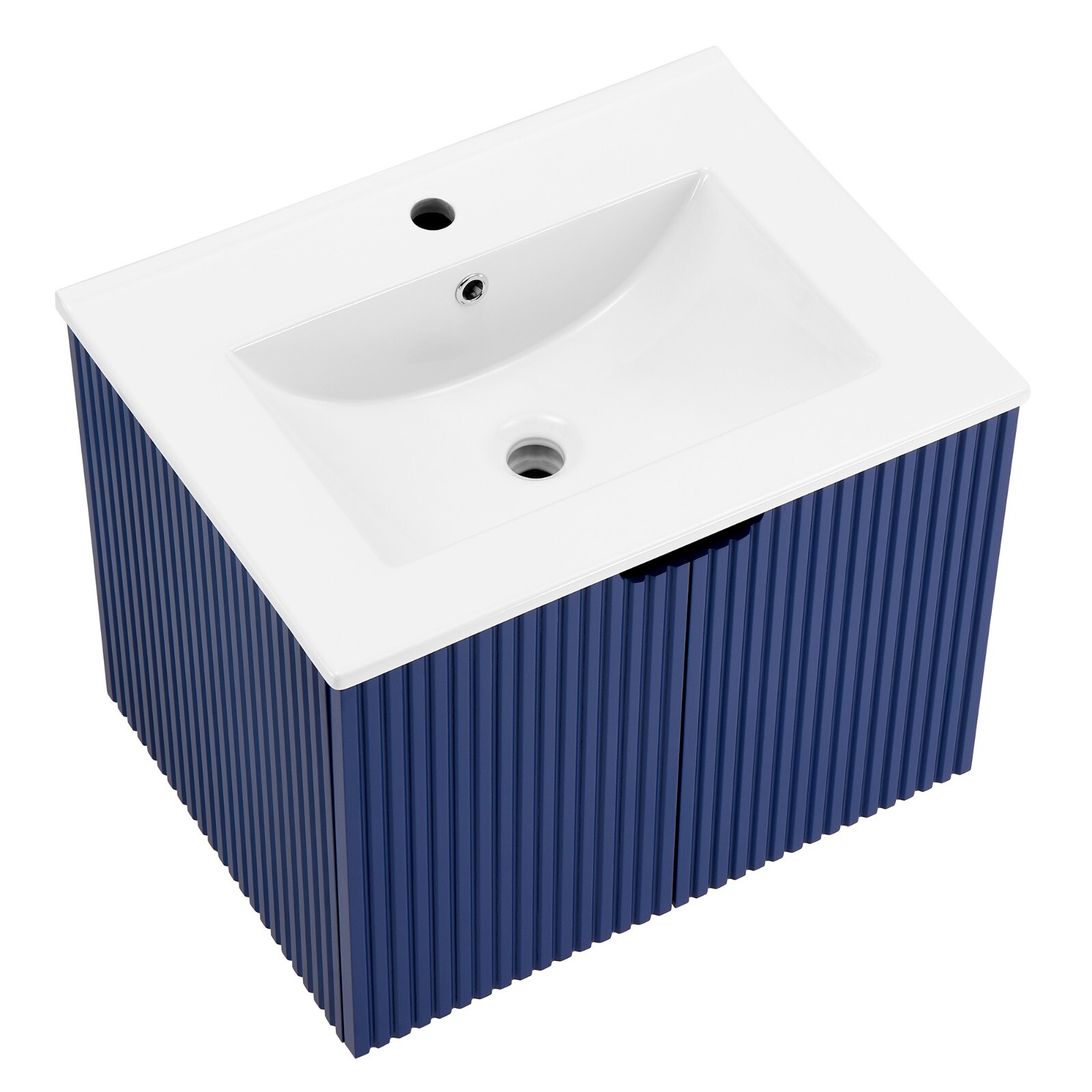 24″ Floating Wall Mounted Bathroom Vanity with White Porcelain Sink and Soft