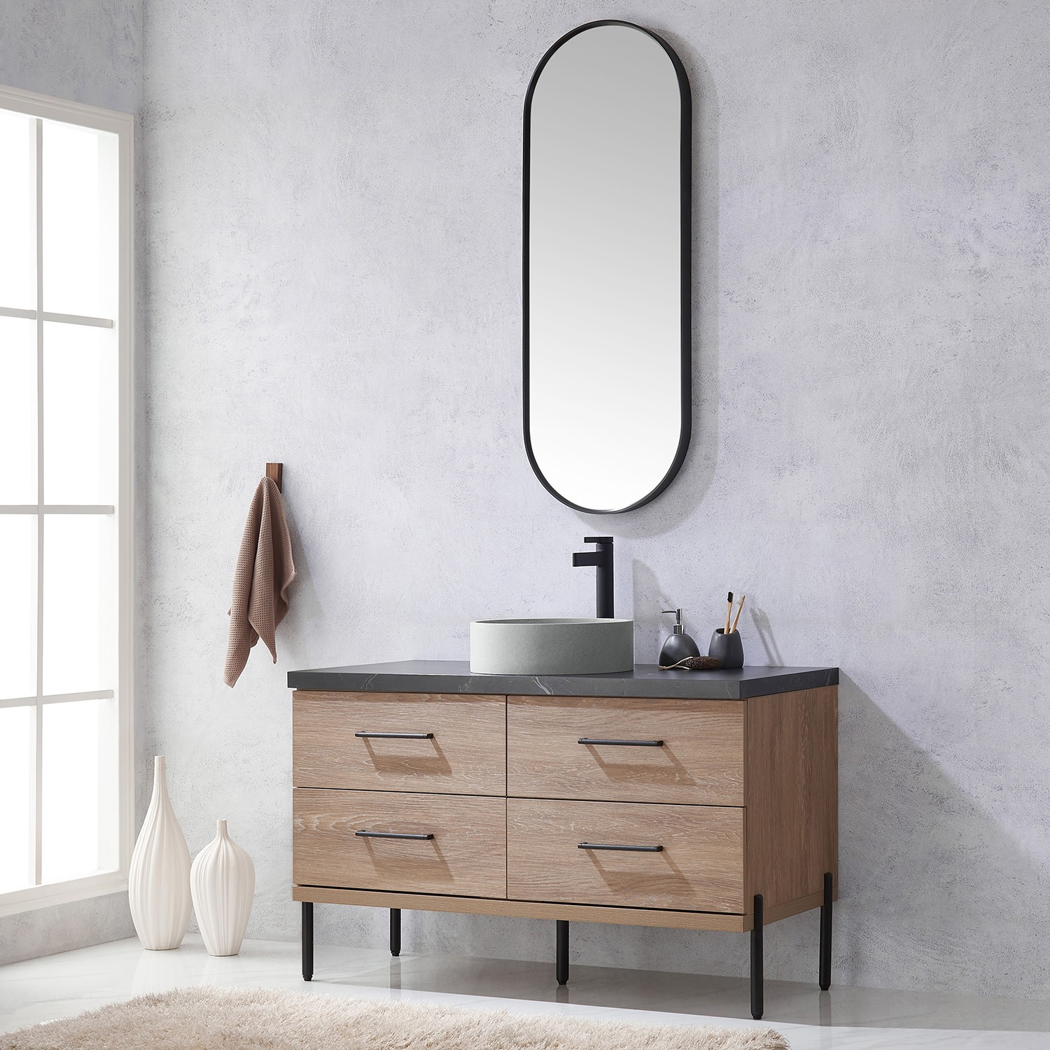 Miseno MV-705148C Trento 48″ – North American Oak / Black
