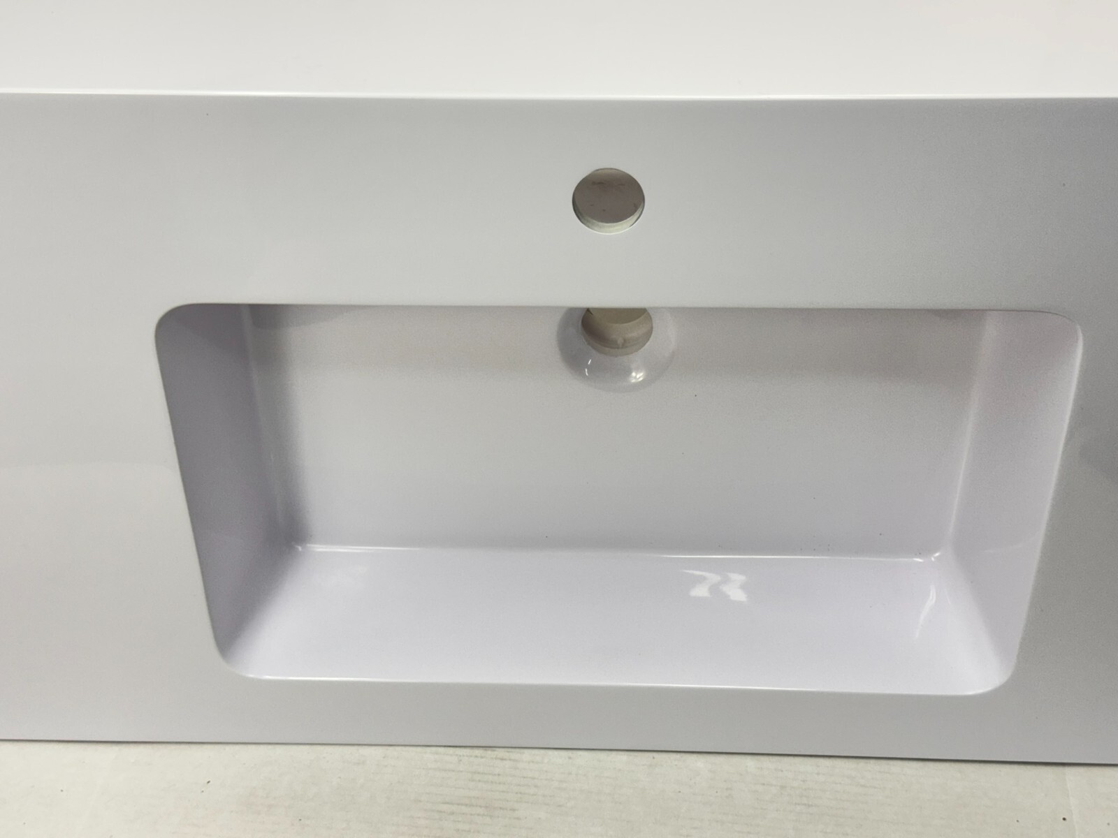 36 inch Integrated solid surface basin drain and faucet not included, glossy