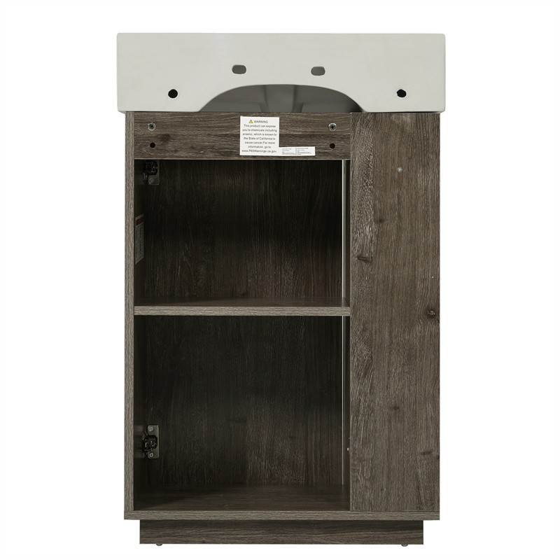 21.6″ Bathroom Vanity with Single Sink,Freestand Right Door Wood Grain Cabinet