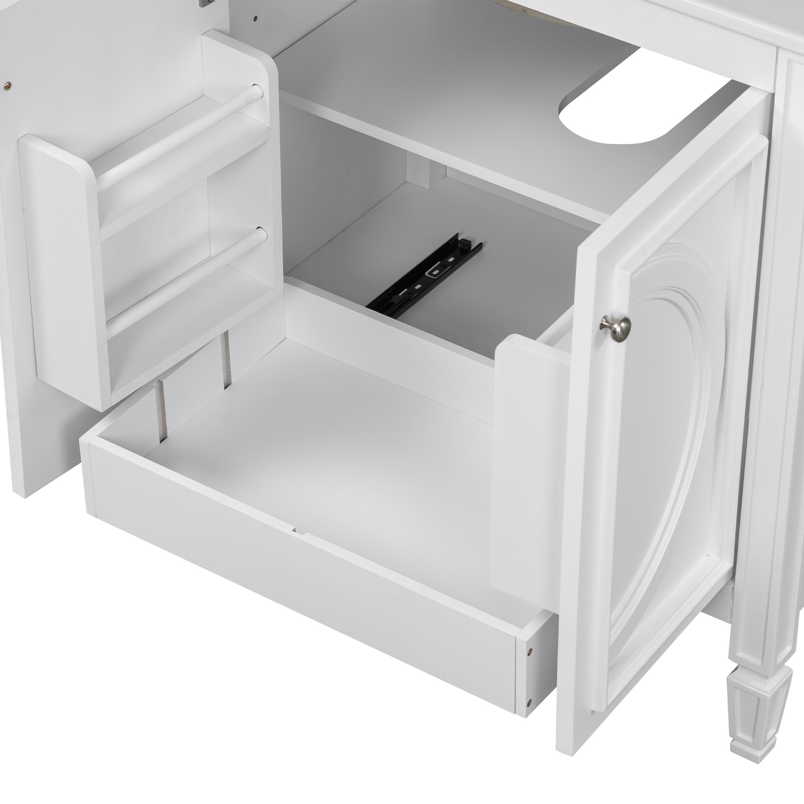 30″ Bathroom Vanity with Sink, Two Doors & Drawer, White