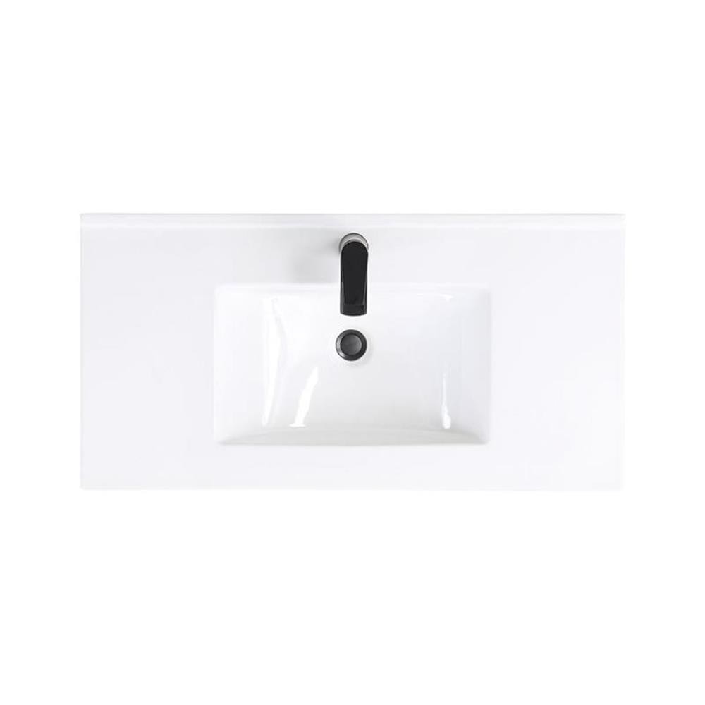 Manhattan Comfort Scarsdale 36″ Metal Bathroom Vanity Sink in White/Black