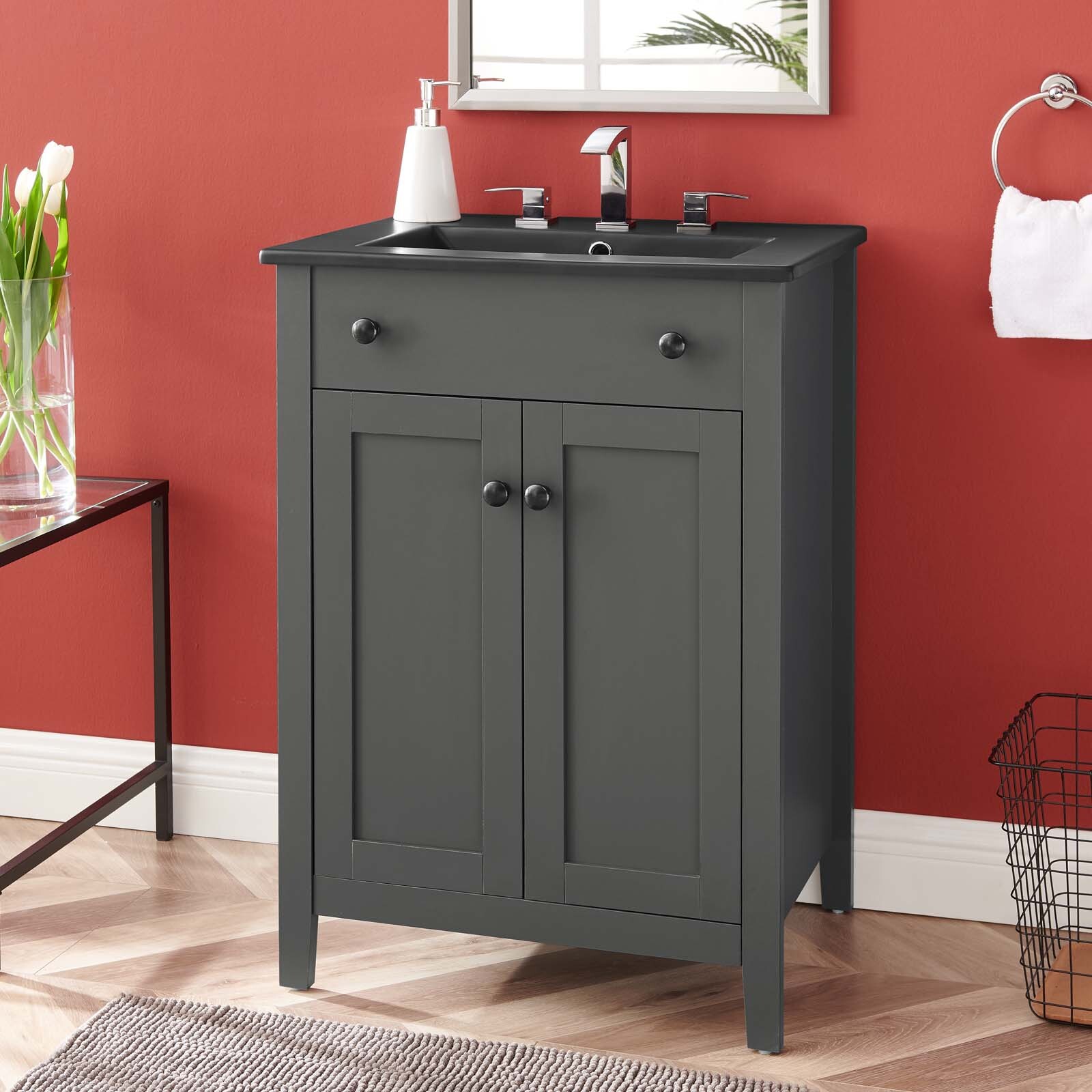 Modway Nantucket 24″ Bathroom Vanity With Sink in Gray Black