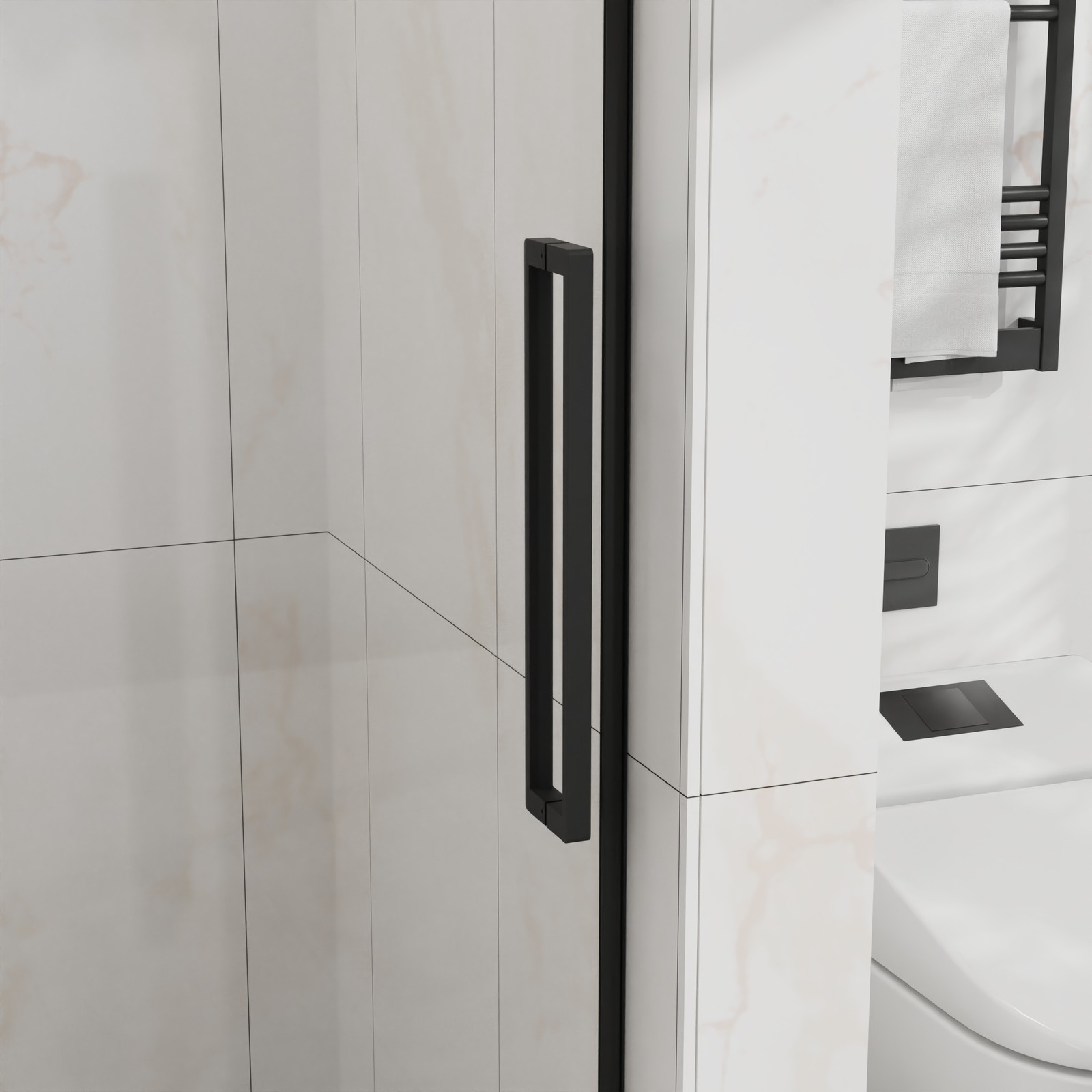 48″ W x 72″ H Sliding Shower Door, Frameless Sleek Glass Shower Door Matte Black