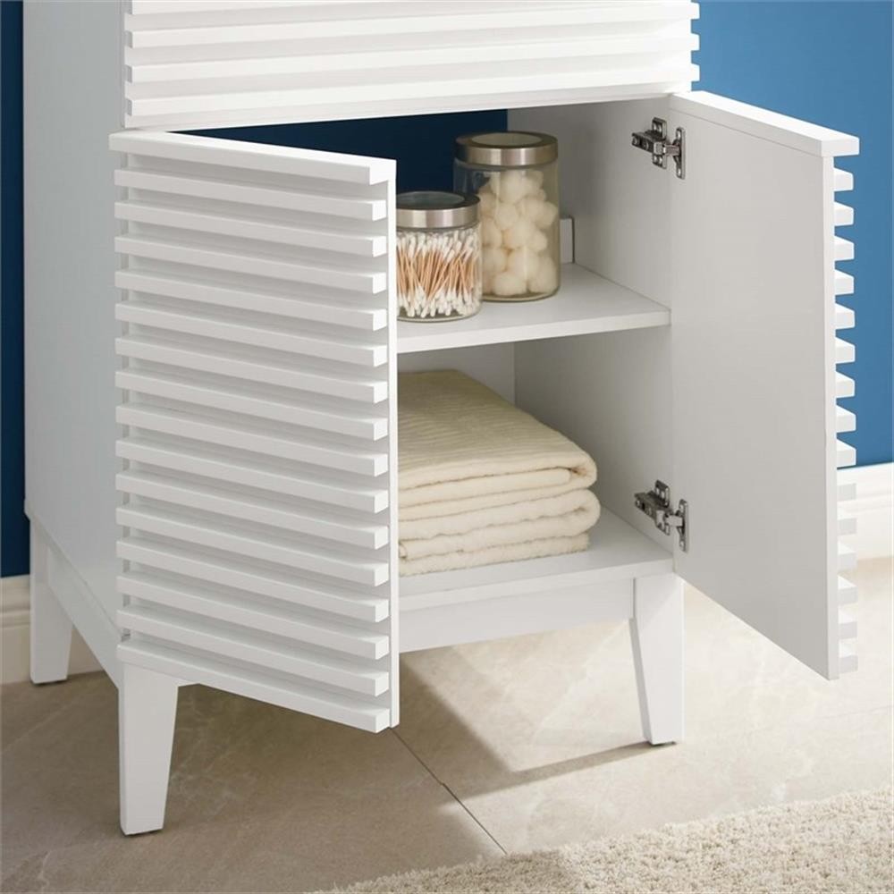 Pemberly Row Contemporary Wood Bathroom Vanity in White Finish