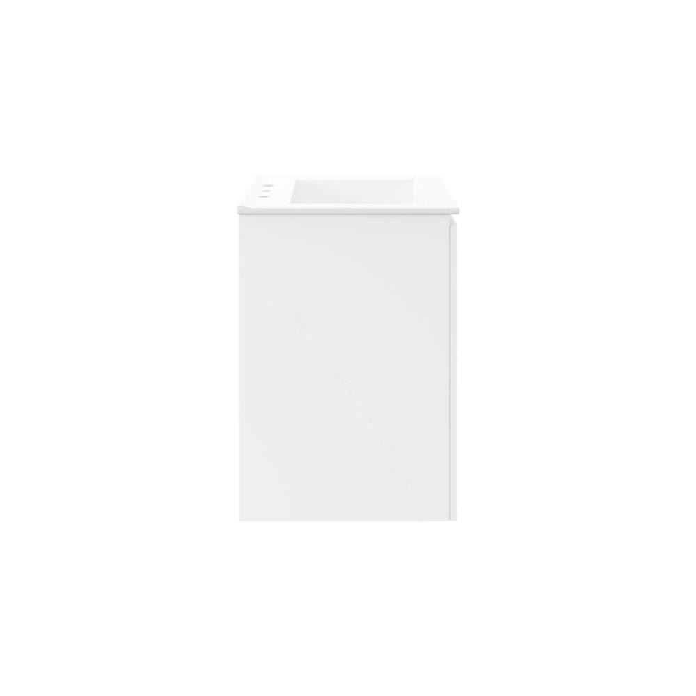Pemberly Row 24″ Modern Wood/Ceramic Wall-Mount Bathroom Vanity in White